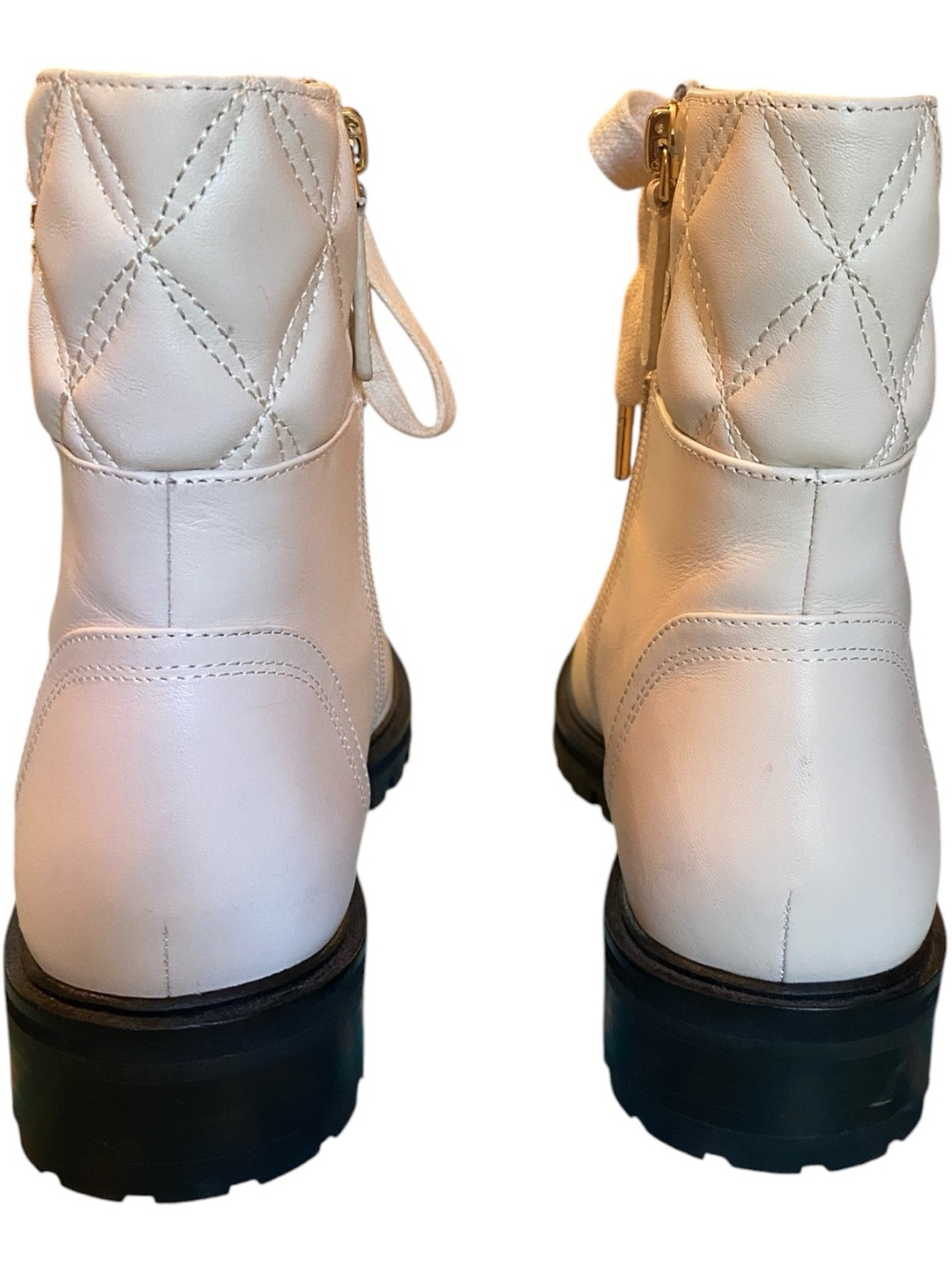 Kate Spade New York Cream Quilted Lace-Up Ankle Boots, Size 8 - Picture 6 of 12